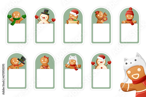 Collection Of Funny Christmas Cookies Label Stickers With Name Tag