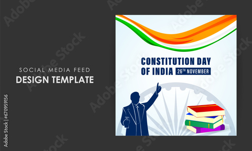 Vector illustration of Constitution Day of India social media feed template