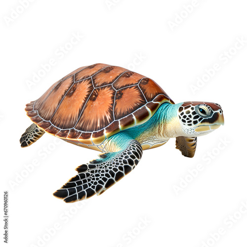 sea turtle, isolated on transparent or white background, PNG, 300 DPI © AnniePatt