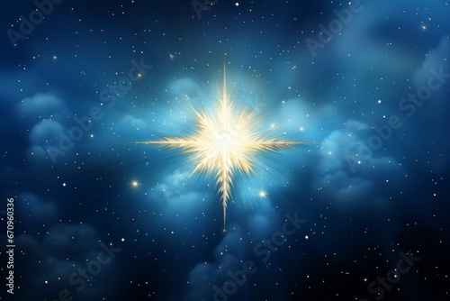 Star of Bethlehem on a sky background for Christmas and Epiphany photo