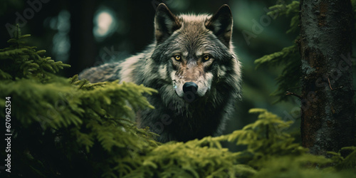 a lone gray wolf in the wilderness
