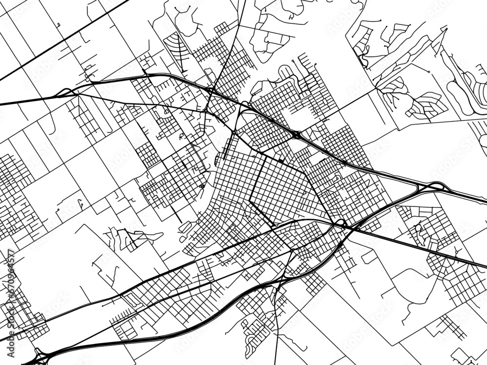 Naklejka premium Vector road map of the city of Lujan in Argentina with black roads on a white background.