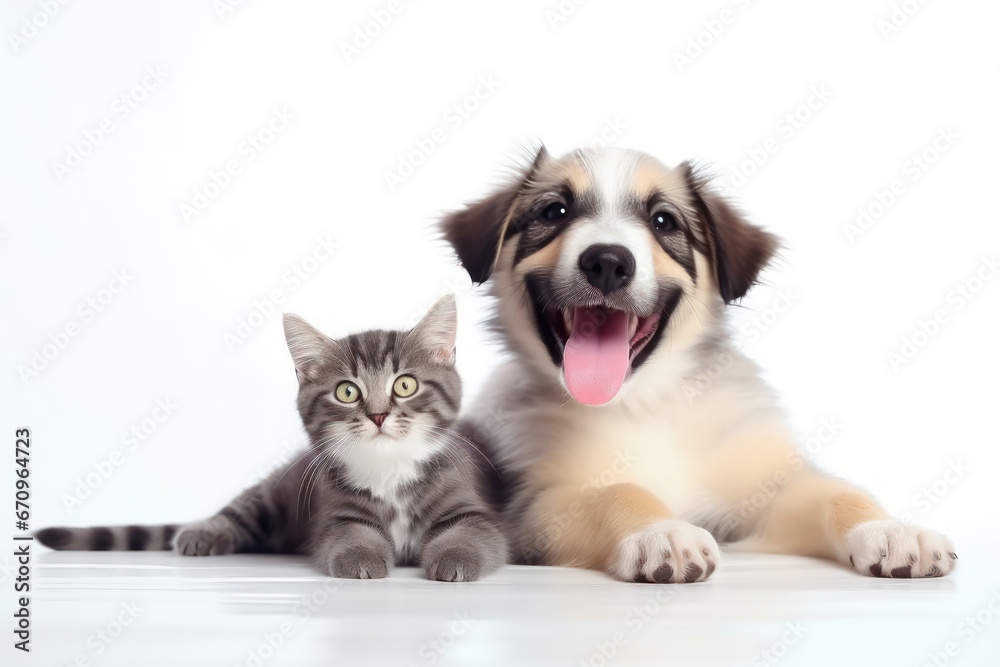 Obraz premium The Playful Dog and Curious Kitten, Unlikely Best Friends