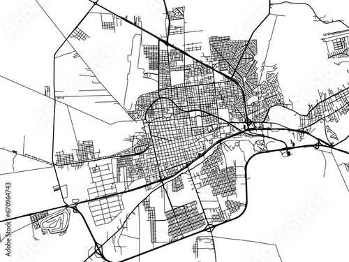 Vector road map of the city of  San Luis in Argentina with black roads on a white background. photo