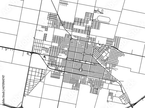 Vector road map of the city of  San Francisco in Argentina with black roads on a white background.