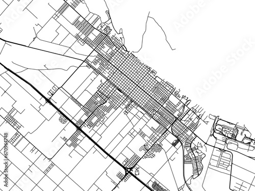 Vector road map of the city of  San Nicolas de los Arroyos in Argentina with black roads on a white background.