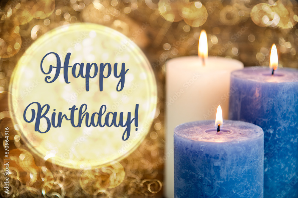 Text Happy Birthday, With Candles, Christmas Background Text Happy Birthday, With Candles, Christmas Background