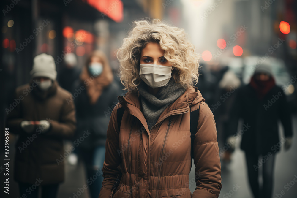 wearing masks on the city streets with high pollution concentrations