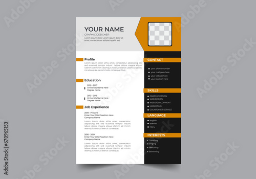 Clean Modern trendy Resume and Cover Letter Layout Vector Template for Business Job Applications, Minimalist resume cv template, Resume design template, cv design, curriculum vitae in illustrator