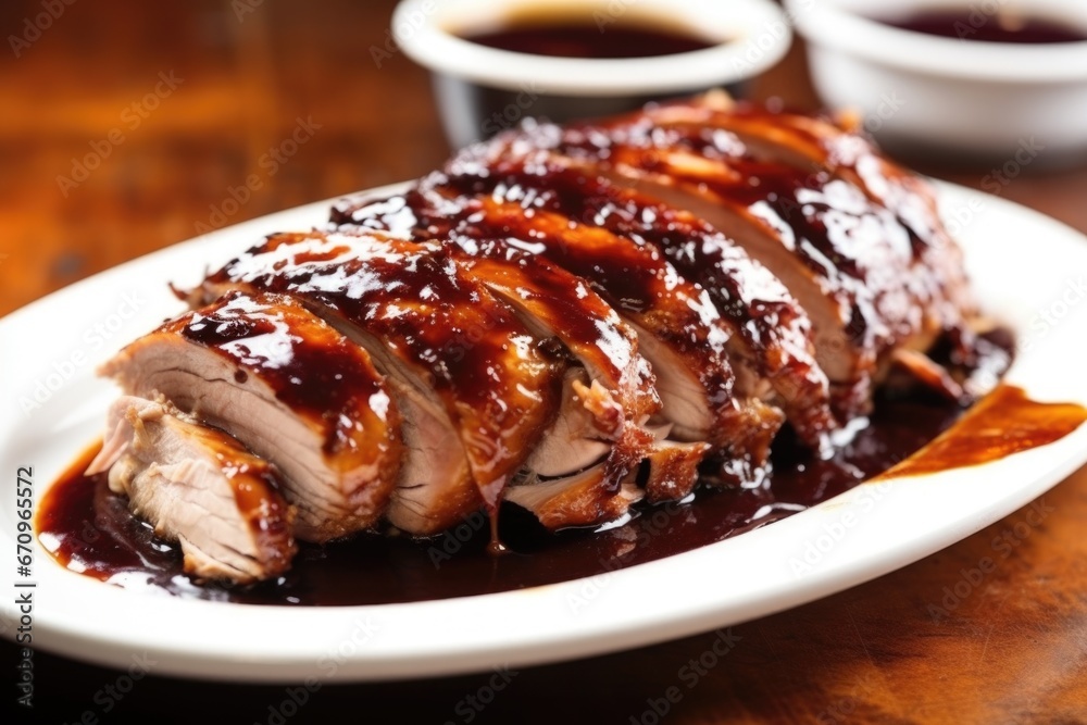 close up of roasted carolina pulled pork drenched in vinegar sauce close up of roasted carolina pulled pork drenched in vinegar sauce