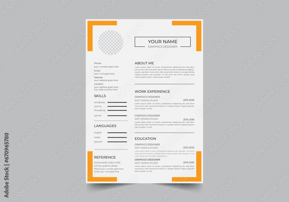 Clean Modern trendy Resume and Cover Letter Layout Vector Template for Business Job Applications, Minimalist resume cv template, Resume design template, cv design, curriculum vitae in illustrator - obrazy, fototapety, plakaty 