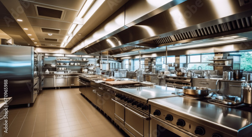 Professional modern kitchen in a restaurant.