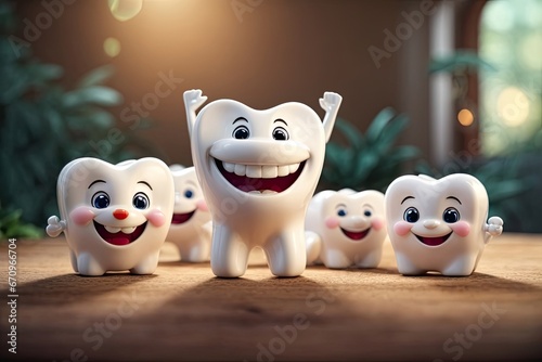 set of funny cartoon tooth