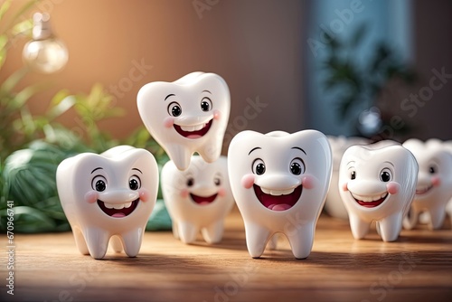 set of funny cartoon tooth