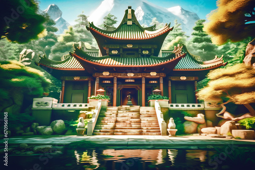 An Evening in a Scenic Japanese Village  Buddhist Temples  Shinto Shrines  Anime-Inspired Art  and Cozy Lofi Asian Architecture