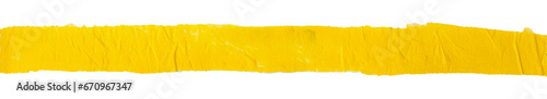 Żółty pas namalowany pastelą olejną. Transparentne tło.	 #670967347