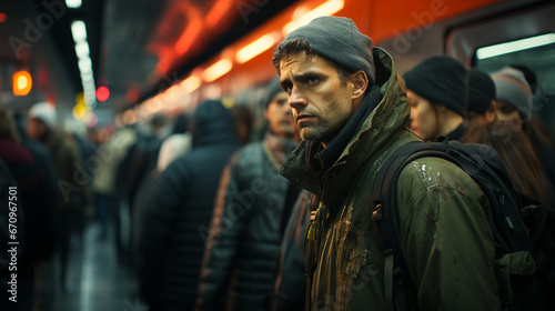 Crowd people at subway platform. © andranik123