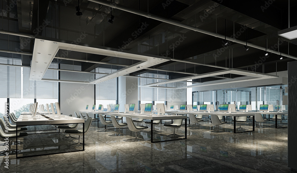 modern open office, open space working area. 3d rendering modern open office, open space working area. 3d rendering
