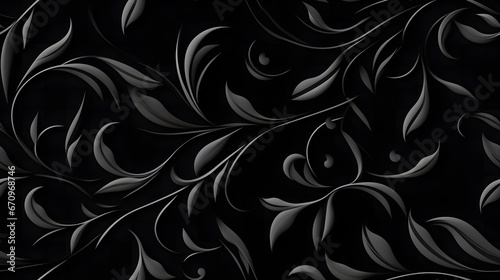 Illustration of abstract black floral vines seamless pattern