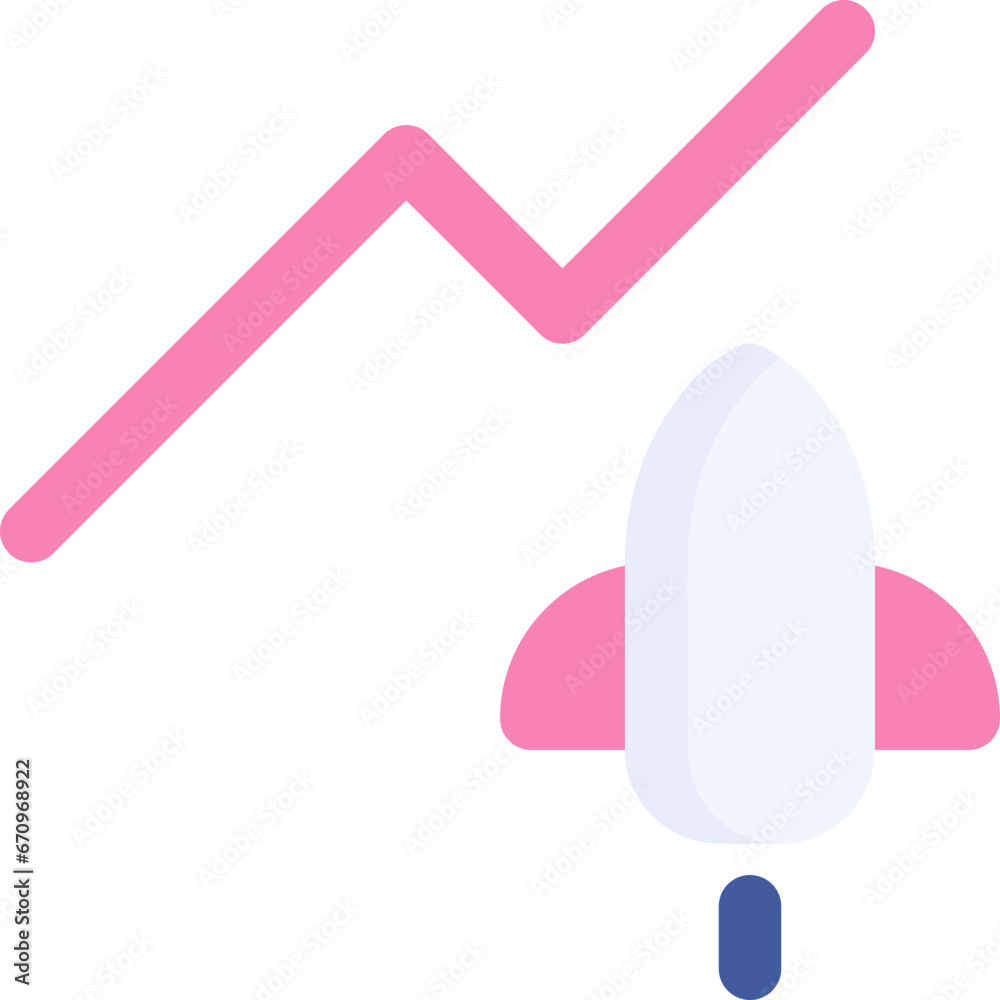 Growth statistics in flat icon. Analytics, reports, startup, company, rocket launch Growth statistics in flat icon. Analytics, reports, startup, company, rocket launch