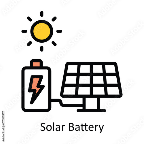 Solar Battery vector Filled outline Design illustration. Symbol on White background EPS 10 File 