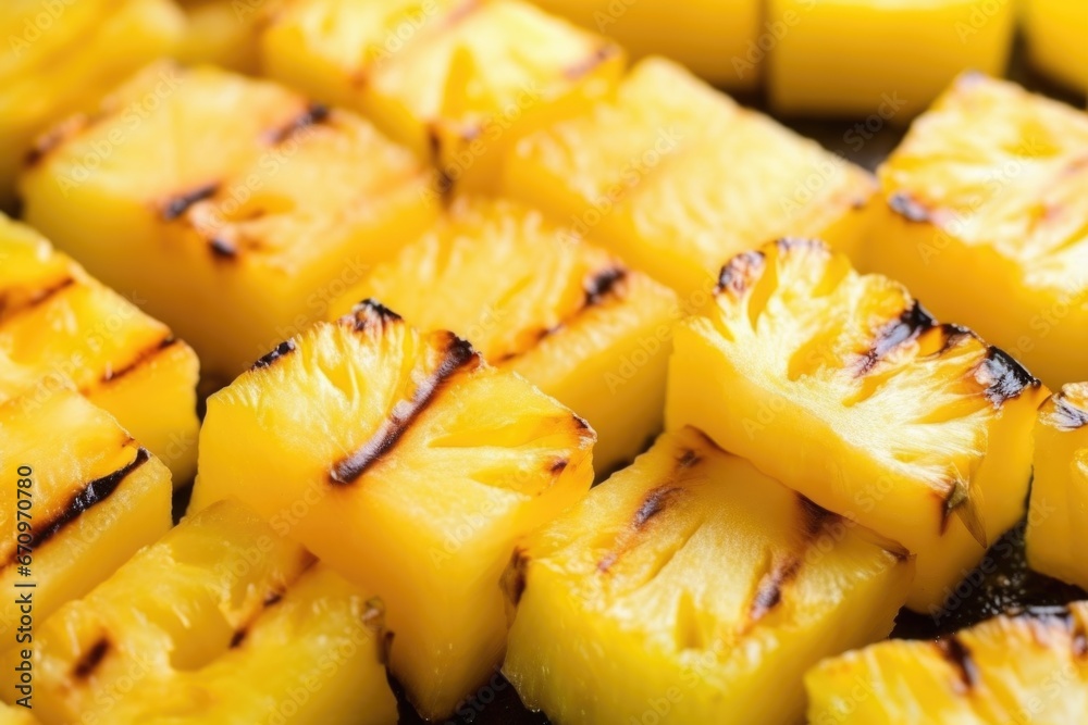 close view of grilled pineapple texture close view of grilled pineapple texture