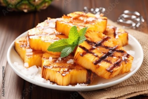 grilled pineapple with melted brown sugar topping