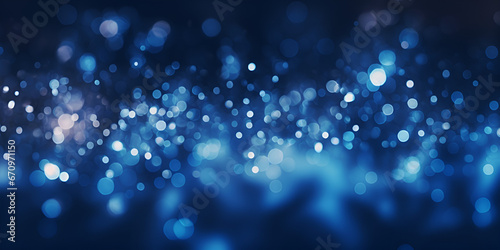 Blue bokeh glitter wallpaper background design   Christmas glowing bokeh confetti and sparkle texture overlay for your design Sparkling blue dust  back ground  Ai Generative     photo