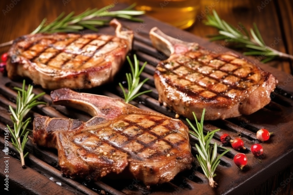 grilled chops with rosemary sprigs overheat