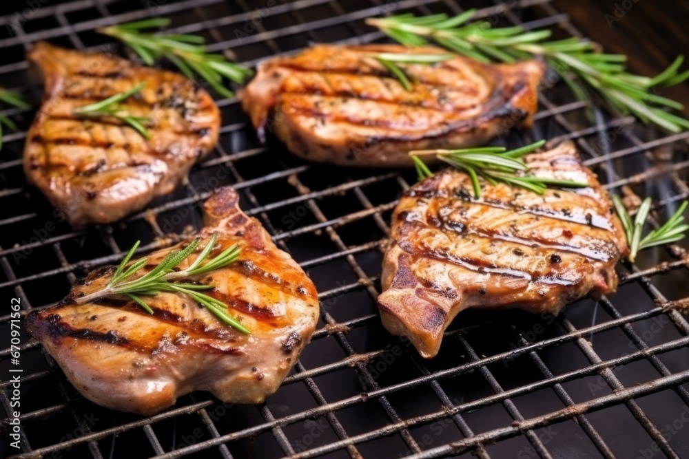 grilled chops with rosemary sprigs overheat