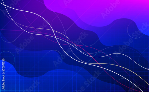 Abstract colorful lines for template banner with blue and purple gradient color. Design with liquid shape.