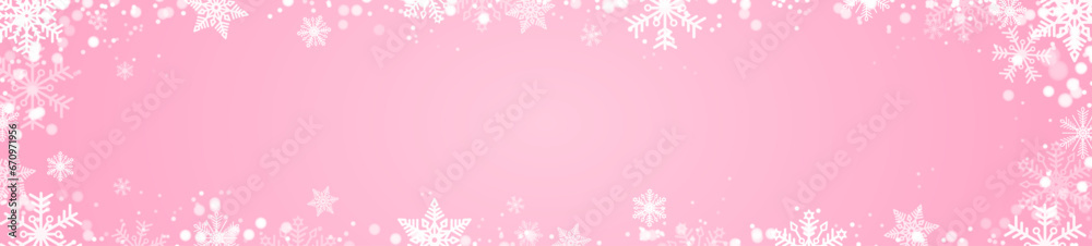 A magical Christmas background of snowflakes and sparkles. Falling snowflakes on a pink gradient background. Vector EPS 10. A magical Christmas background of snowflakes and sparkles. Falling snowflakes on a pink gradient background. Vector EPS 10.