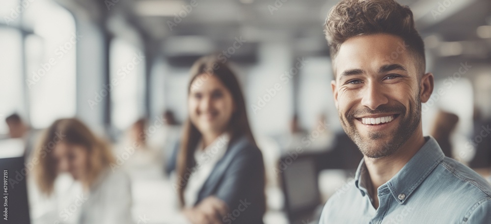 Hundsome American man good employee nice fashion half body eye contact and background empty space for design in USA Hundsome American man good employee nice fashion half body eye contact and background empty space for design in USA