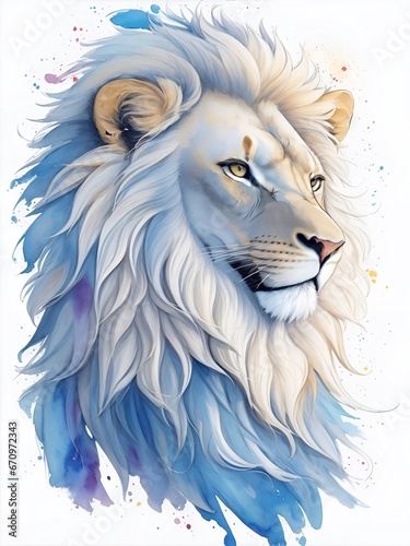 Lion head drawing. AI generated illustration © vector_master