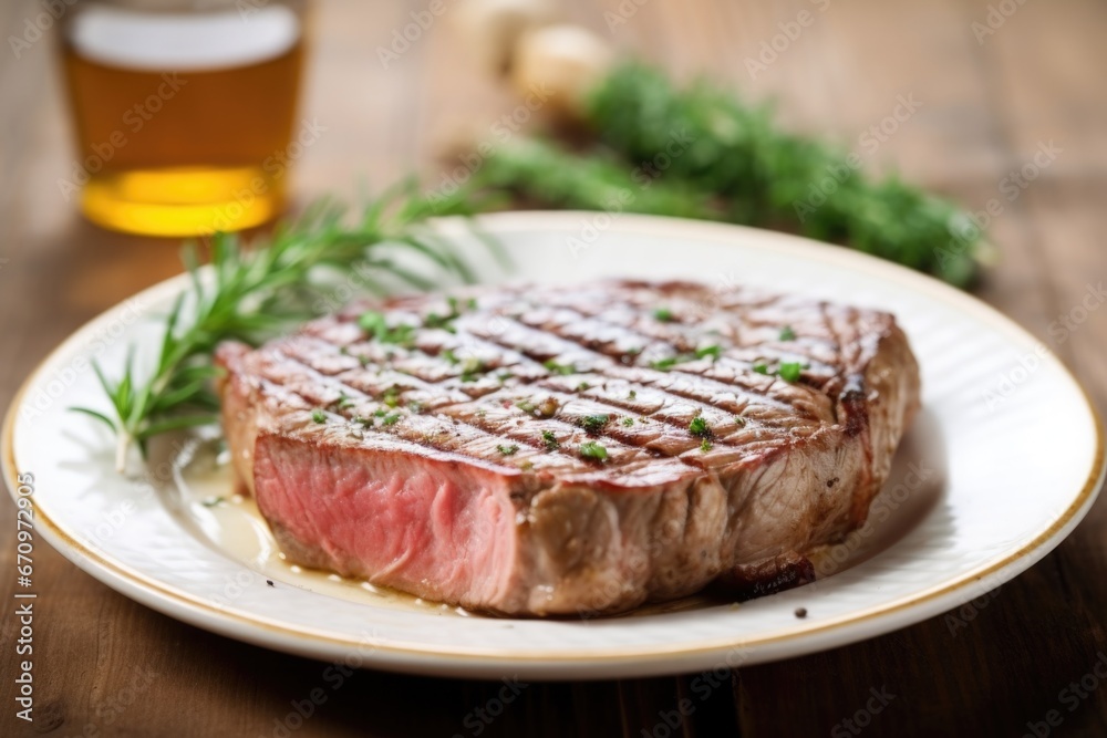 ribeye steak seared with grill marks on a plate ribeye steak seared with grill marks on a plate
