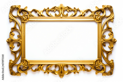 Gold frame with decorative pattern on the edges of it.