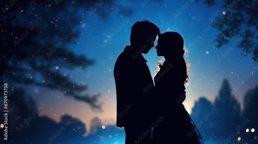 Silhouette of Lovers Kissing Silhouette of Lovers Kissing