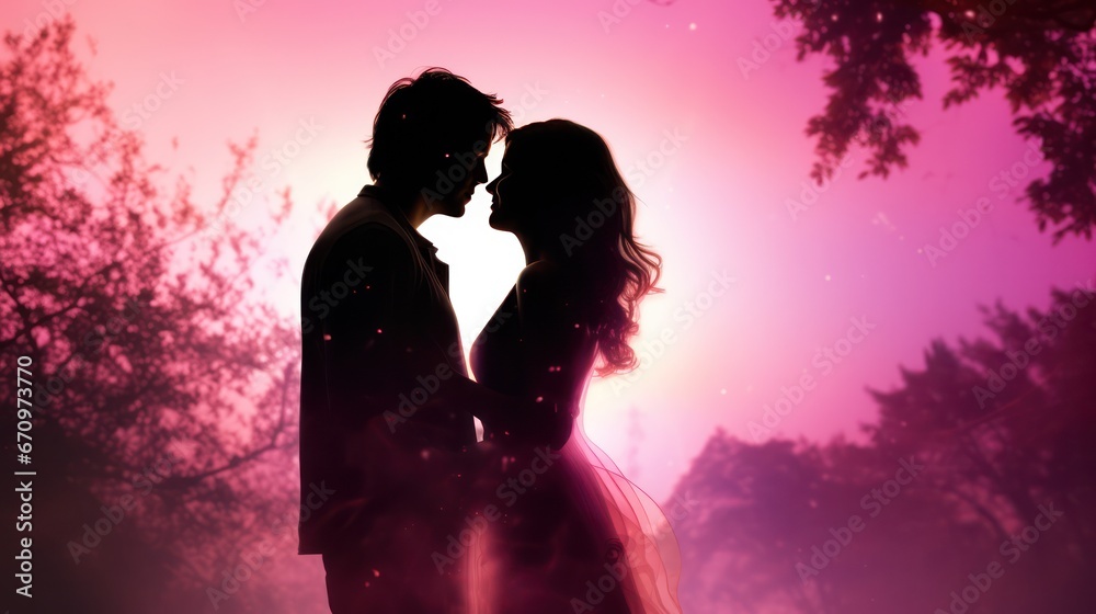Silhouette of Lovers Kissing Silhouette of Lovers Kissing