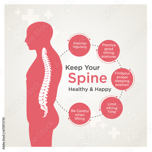 Spinal Cord, Spine Health. Healthcare and Medical Design Template Vector