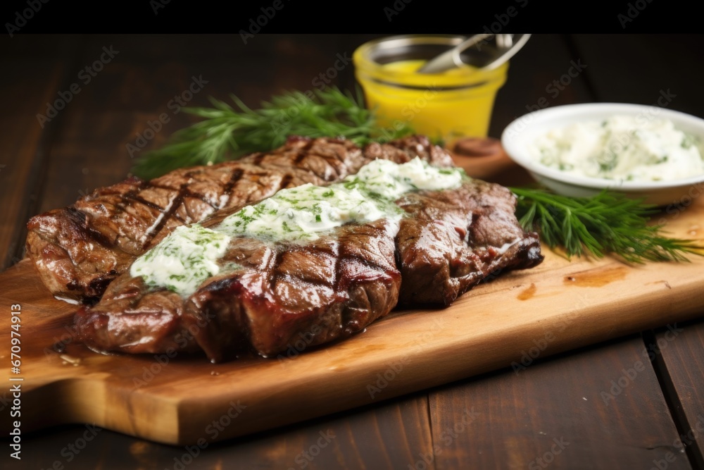 grilled sirloin steak basted with creamy garlic butter grilled sirloin steak basted with creamy garlic butter