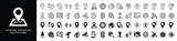Location line icons set. Navigation icons. Map pin place marker icon symbol. Direction, compass, GPS, place, distance, route, traffic, road and other. Vector illustration