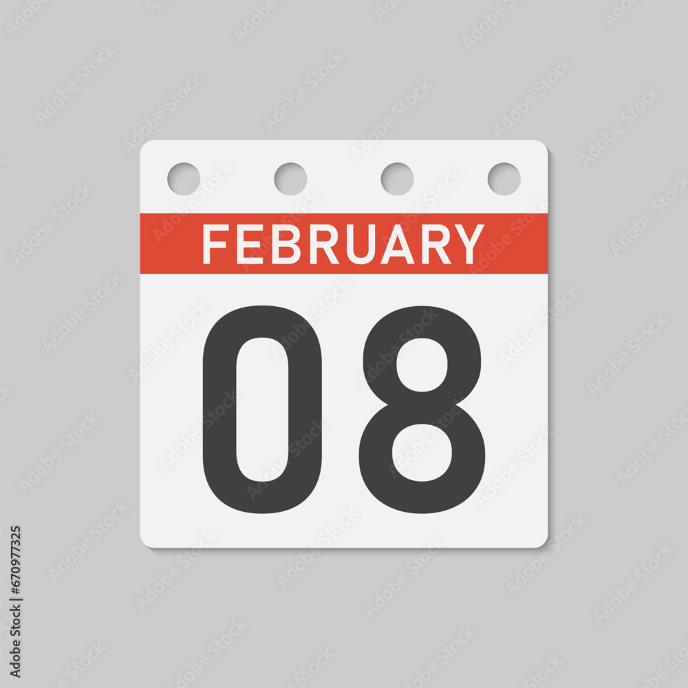 Icon page calendar day - 8 February