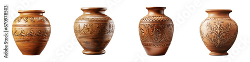 retro vantage old clay jar vase Hyperrealistic Highly Detailed Isolated On Transparent Background Png File