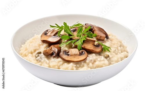 Creamy Mushroom Risotto Delight on Transparent Background