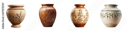 retro vantage old clay jar vase    Hyperrealistic Highly Detailed Isolated On Transparent Background Png File photo