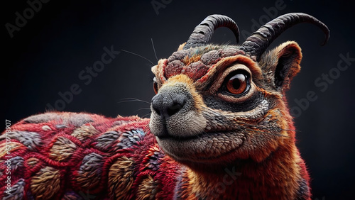 AI Generated Realistic Close-Up of Goat with Horns Wallpaper