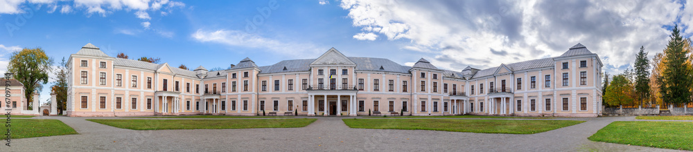 Vyshnivetsky Palace. A beautiful panoramic view of the building of the Vyshnivetsky Palace. Vyshnivets, Ternopil region, Ukraine