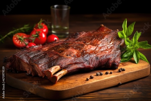 untouched hickory smoked ribs served on a wooden board