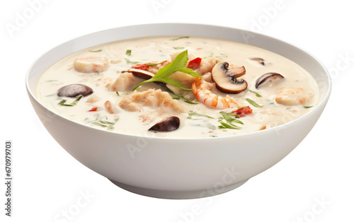 Creamy Seafood Chowder Delight on Transparent Background