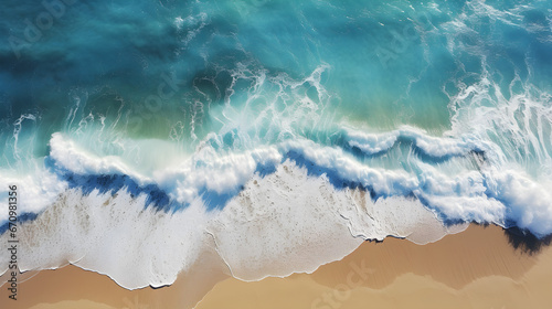 astonishing aerial top view background photo of ocean sea water white wave splashing at the beach  Drone photo backdrop of wave in bird eye  Generative AI